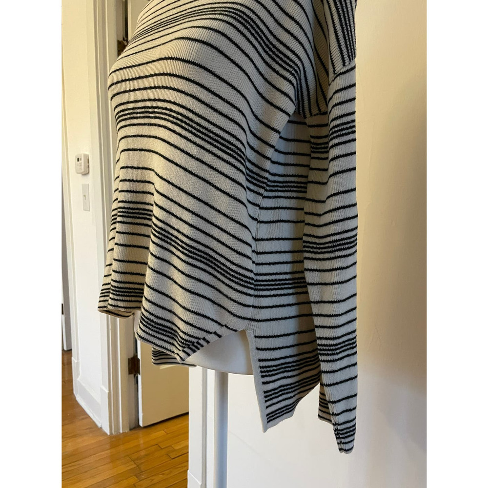Hi-Low Pullover Striped Knit Sweater Sz P (striped cotton sweater sustainable) - Picture 2 of 4